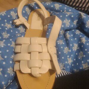 Used Anthropologie Maeve Cream Woven Puff Sandals Size 8